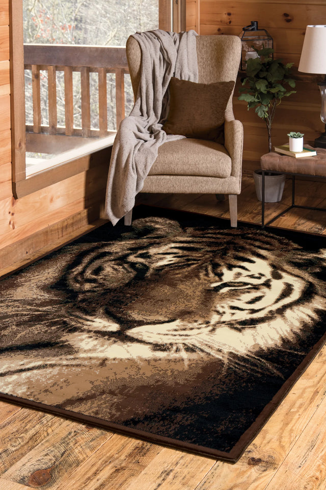 United Weavers Legends Tiger Portrait Multi Rug - room scene