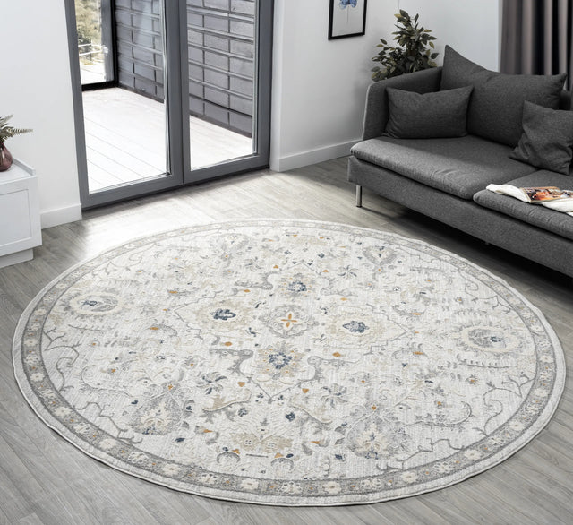 United Weavers Lexington Darcy Grey Rug - round room scene