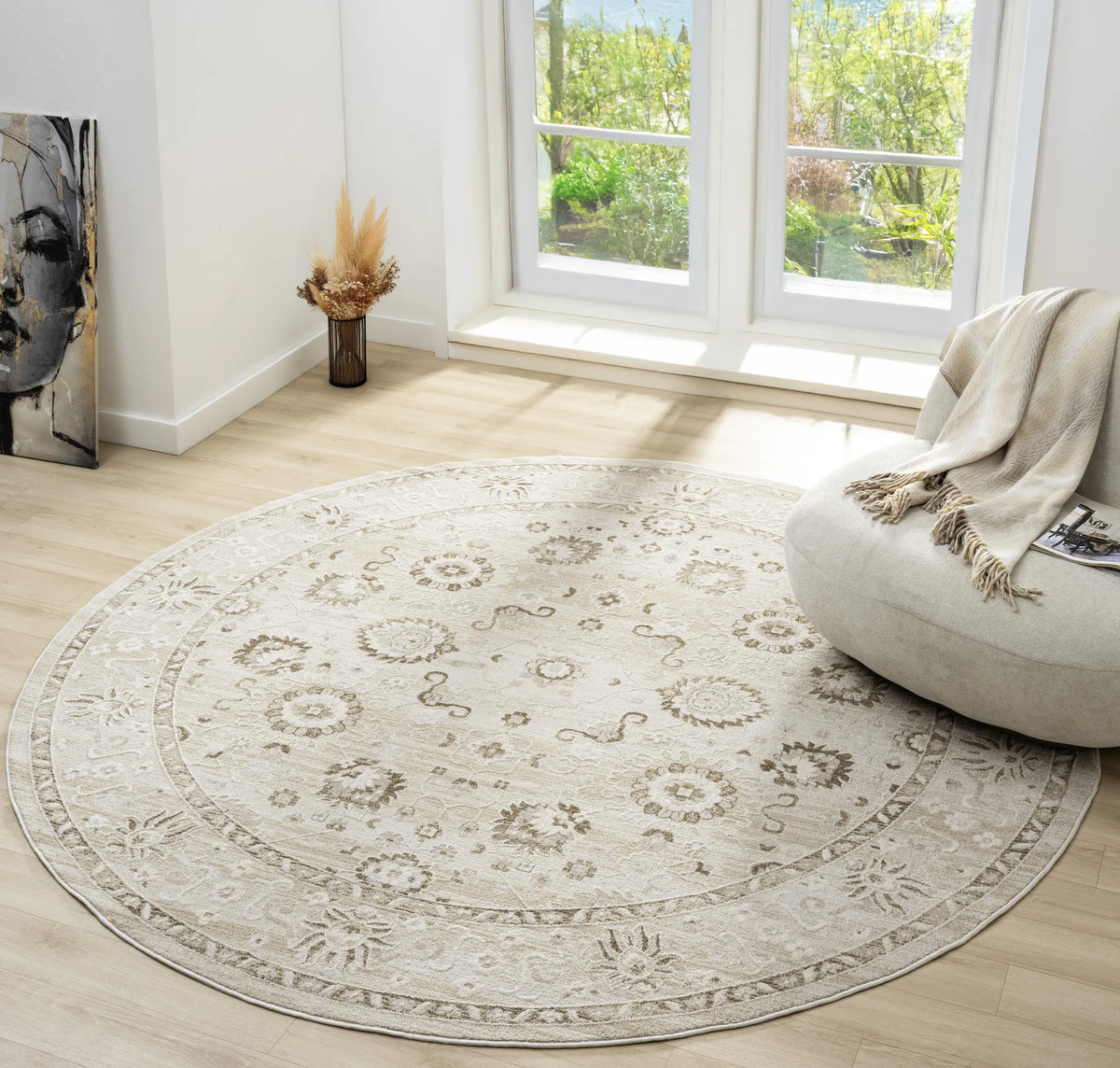United Weavers Lexington Rosebud Brown Rug - round room scene