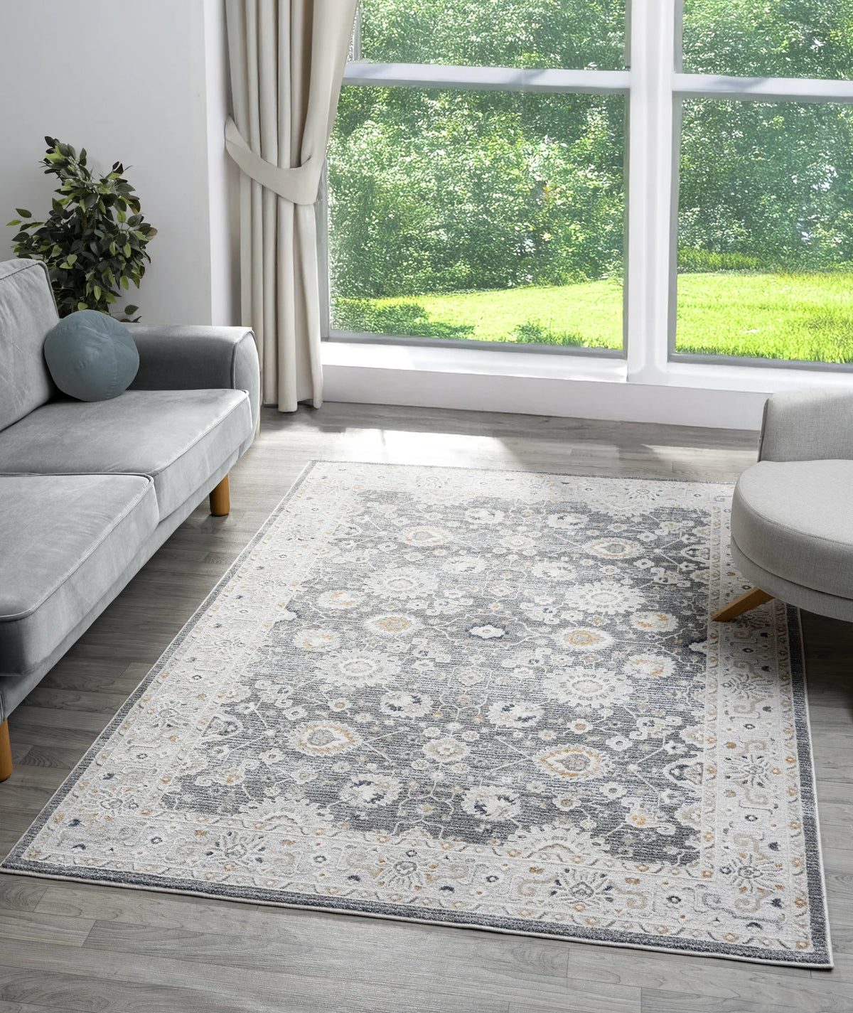 United Weavers Lexington Rosebud Grey Rug - room scene