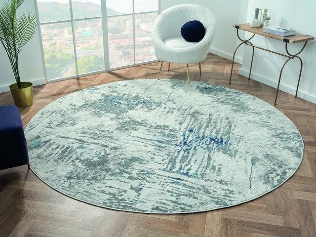 United Weavers Orion Iris Blue Rug - round room scene