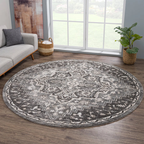 United Weavers Portsmouth Ancient Land Grey Rug - round room scene