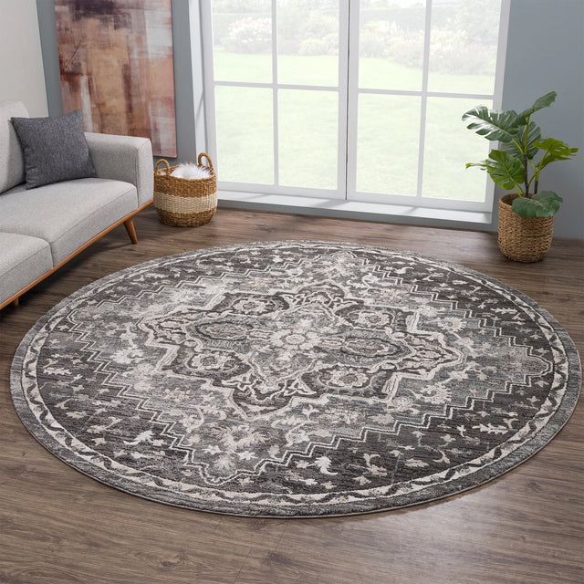 United Weavers Portsmouth Ancient Land Grey Rug - round room scene