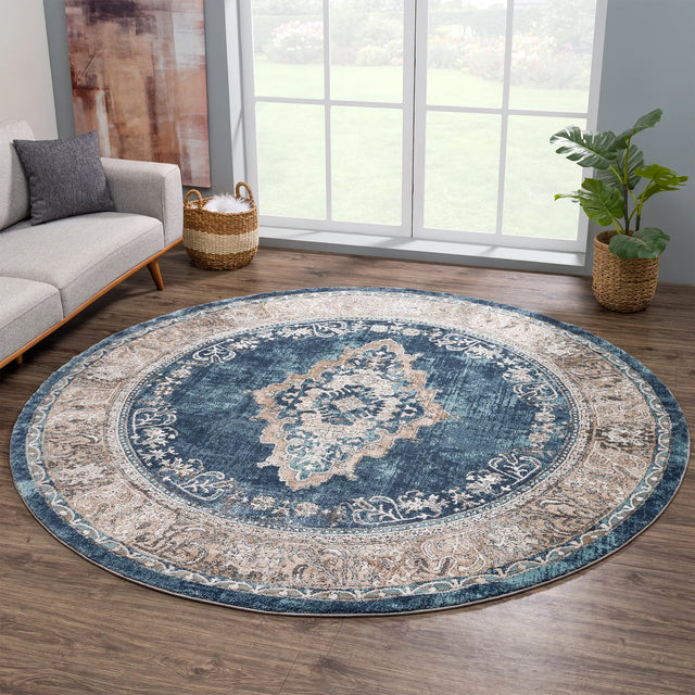 United Weavers Portsmouth Home Sky Blue Rug - round room scene