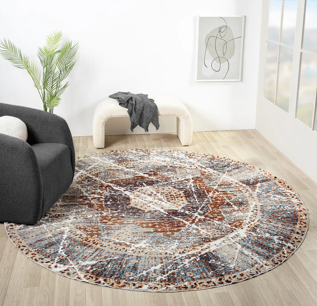 United Weavers Stratton Bali Multi Rug - round room scene