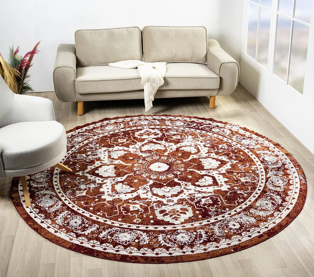 United Weavers Stratton Camry Burgundy Rug - round room scene