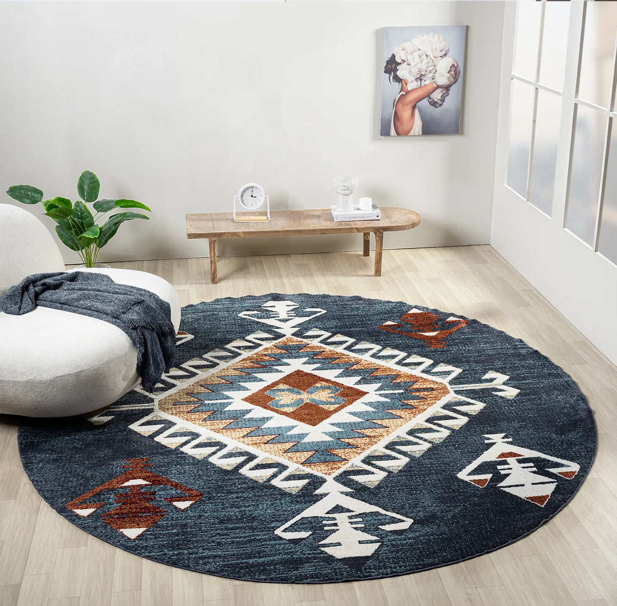 United Weavers Stratton Jamaica Navy Rug - round room scene