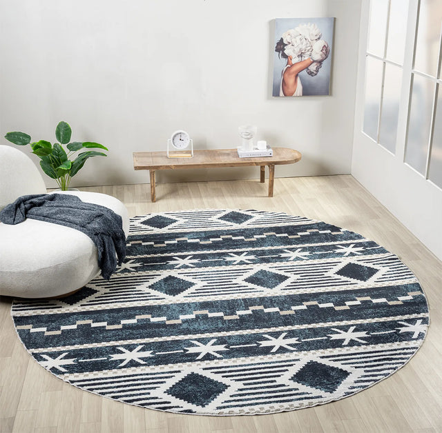 United Weavers Stratton Orchard Navy Rug - round room scene