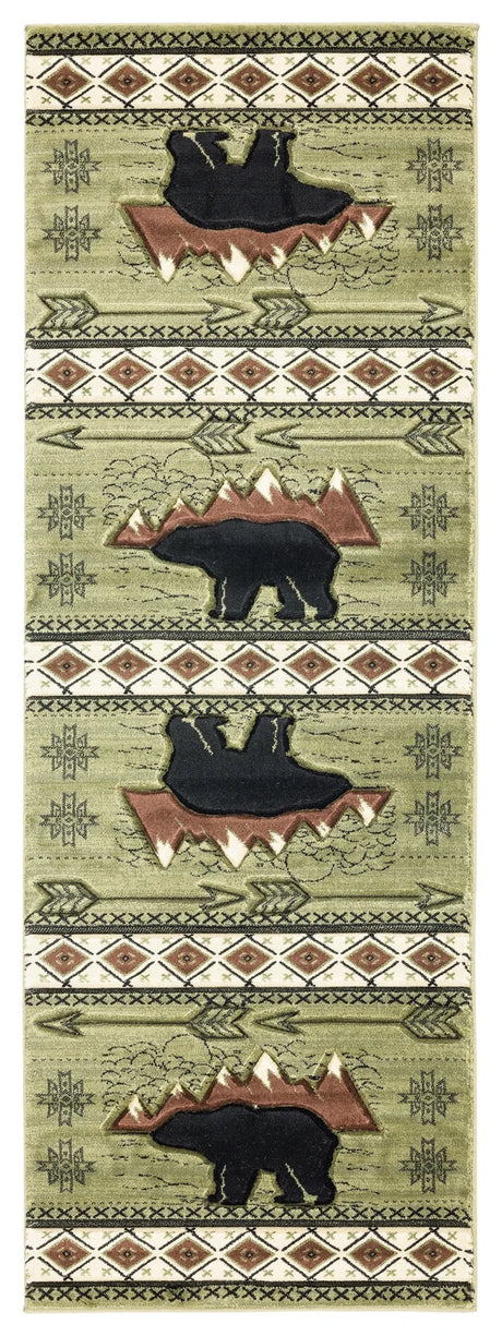 United Weavers Cottage Timberland Green Rug - runner front view