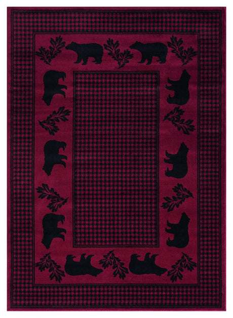 United Weavers Highlands Bear March Red Rug - front view