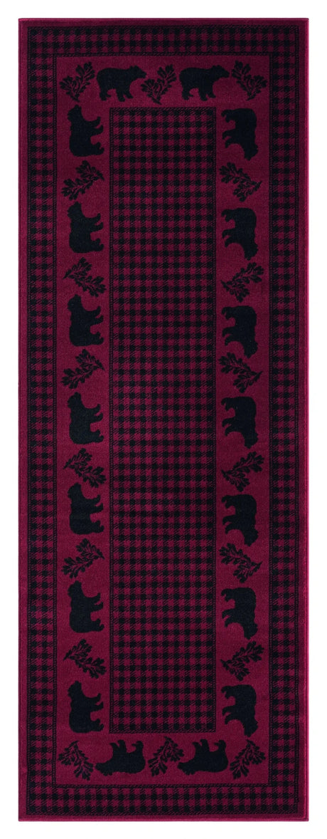 United Weavers Highlands Bear March Red Rug - runner front view