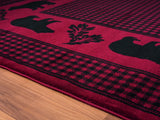 United Weavers Highlands Bear March Red Rug - close-up detail