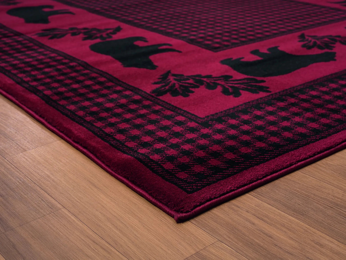 United Weavers Highlands Bear March Red Rug - angle view