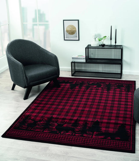 United Weavers Highlands Woodland Red Rug - room scene