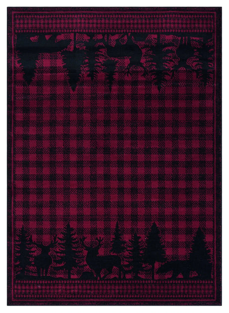 United Weavers Highlands Woodland Red Rug - front view