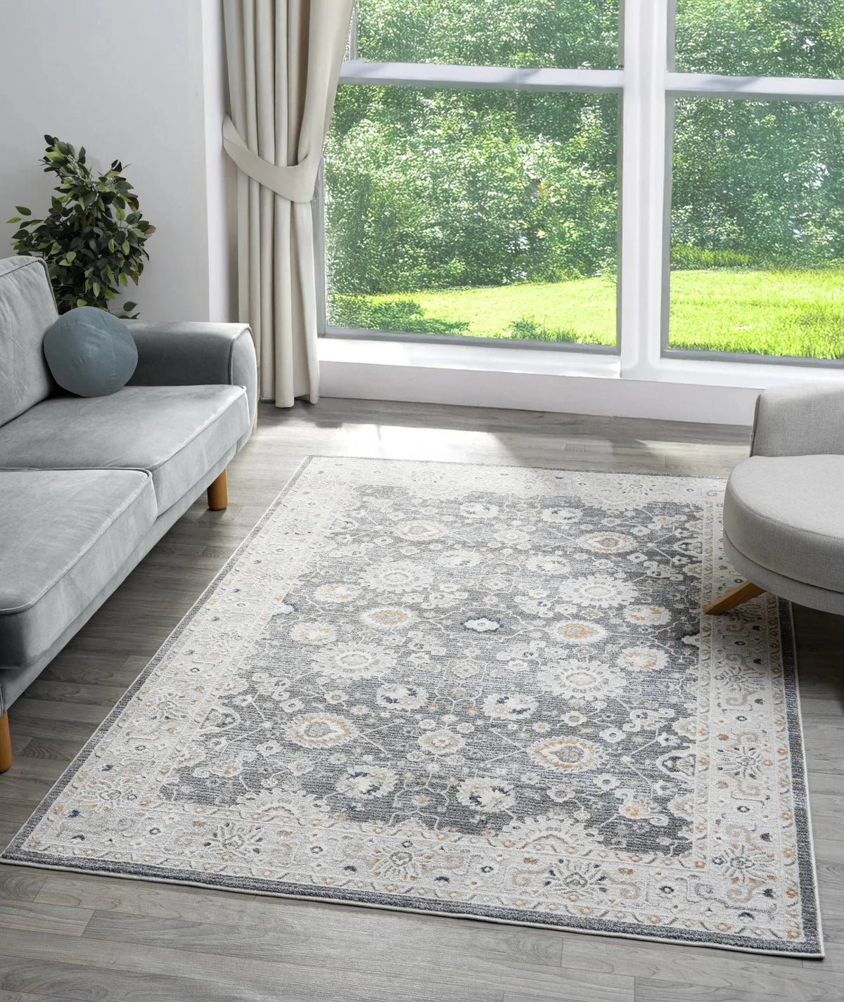 United Weavers Lexington Rosebud Grey Rug - room scene