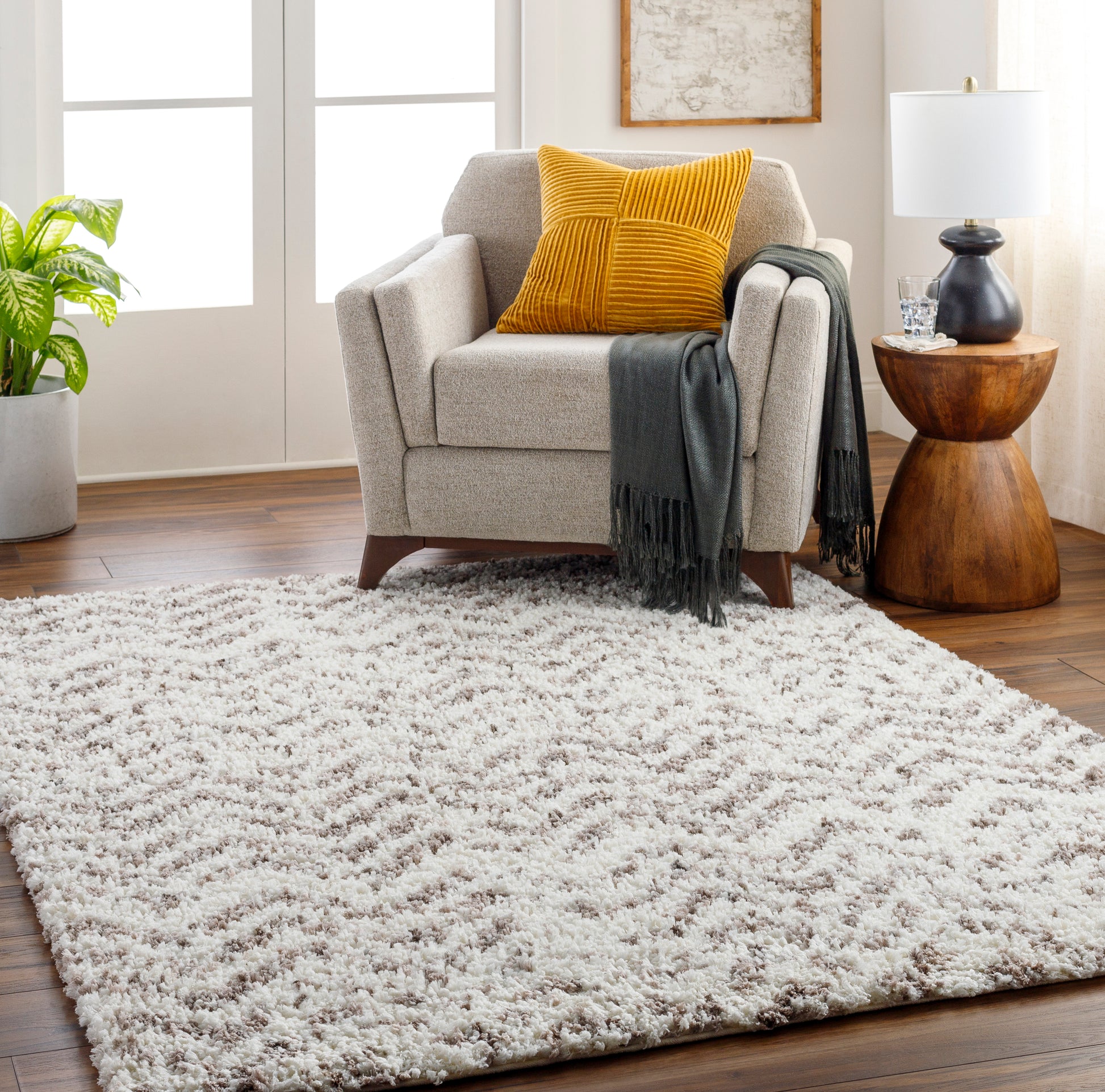 Surya Ultra Shag Utg-2306 Light Silver, Slate Grey Taupe, Light Grey, Ash, Pewter Area Rug