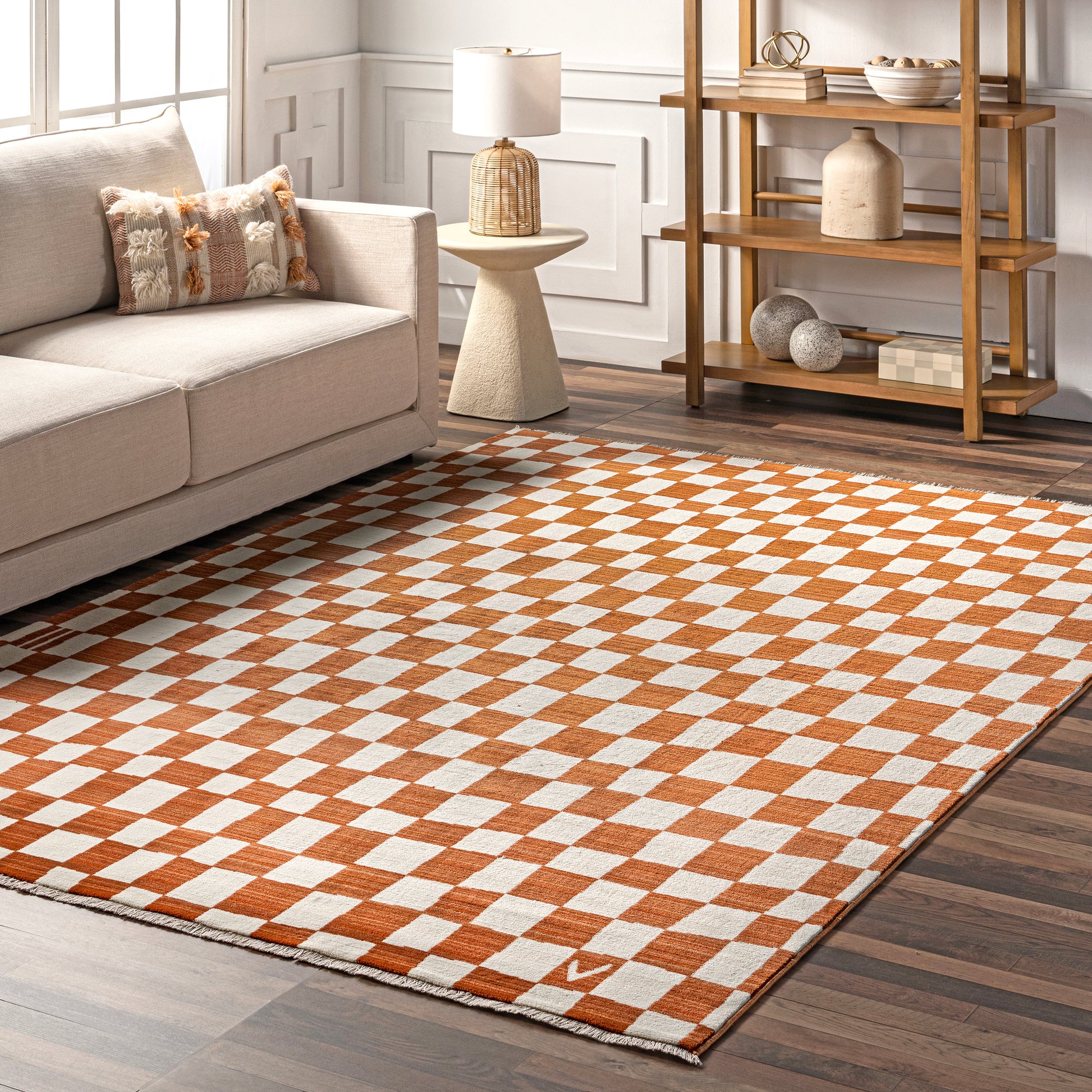 Nuloom Dominique Abstract Checkered Bdsn41B Orange Area Rug