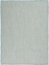 Nourison Courtyard COU01 Machine Made Ivory, Aqua Rug