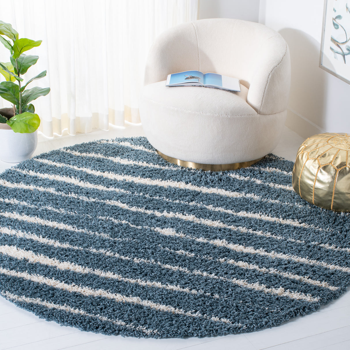 Safavieh Venus Shag Vns603K Turquoise/Ivory Rug.