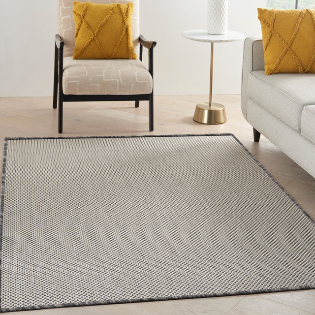 Nourison Courtyard COU01 Machine Made Ivory, Charcoal Rug