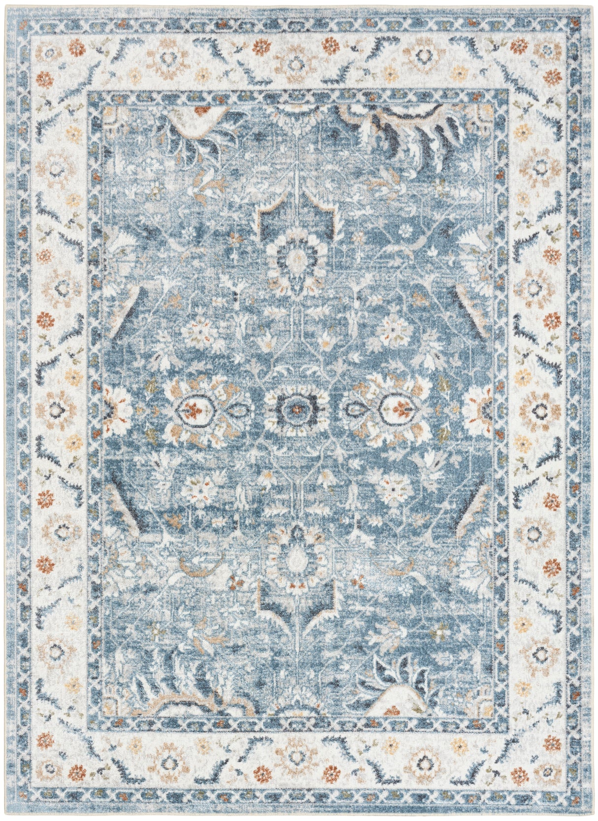 Nourison Astra Machine Washable ASW20 Machine Made Blue Rug