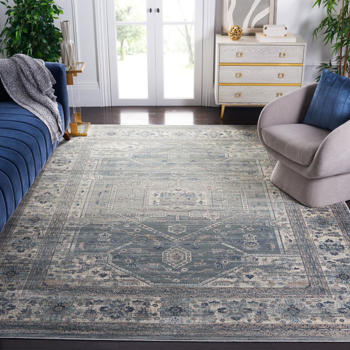 Safavieh Vintage Vtg116-7110 Light Blue/Light Grey Rug.
