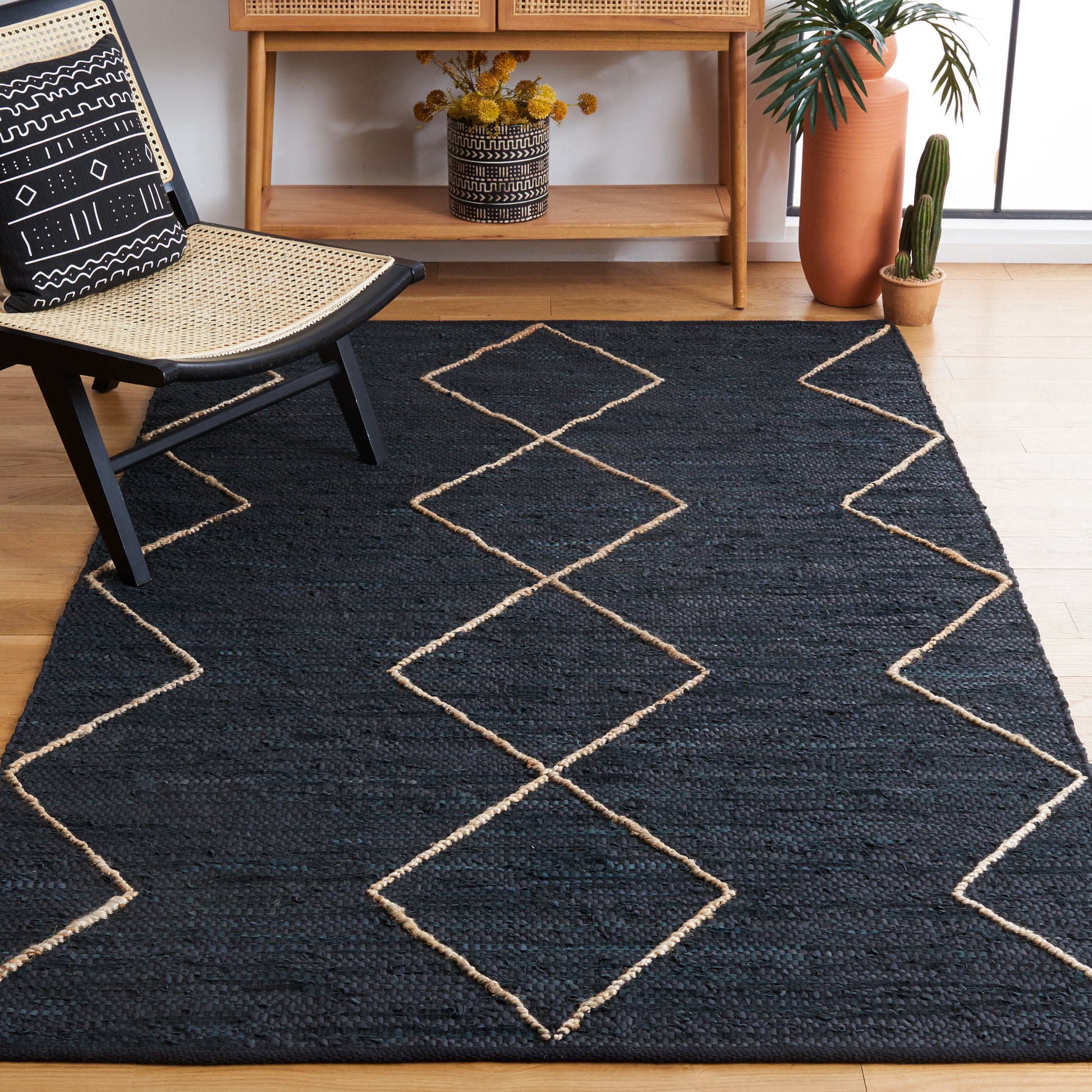 Safavieh Vintage Leather Vtl801Z Black/Natural Area Rug