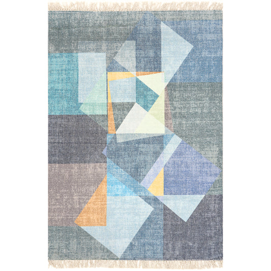 Nuloom Elea Geometric Tasseled Svbr05A Blue Area Rug