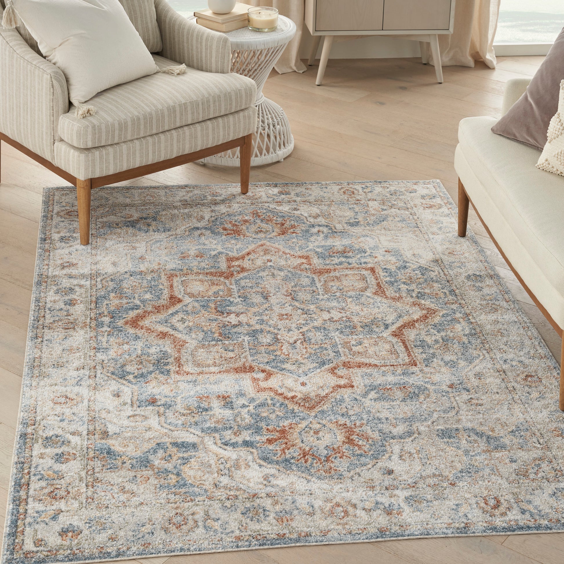 Nourison Astra Machine Washable Asw12 Denim Multi Area Rug