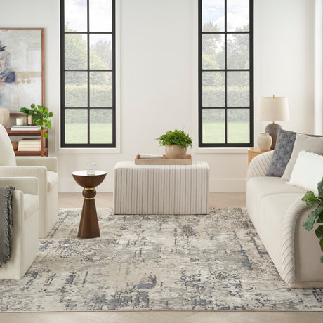 Nourison Quarry Qua01 Ivory Blue Grey Area Rug