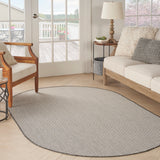 Nourison Courtyard COU01 Machine Made Ivory, Charcoal Rug