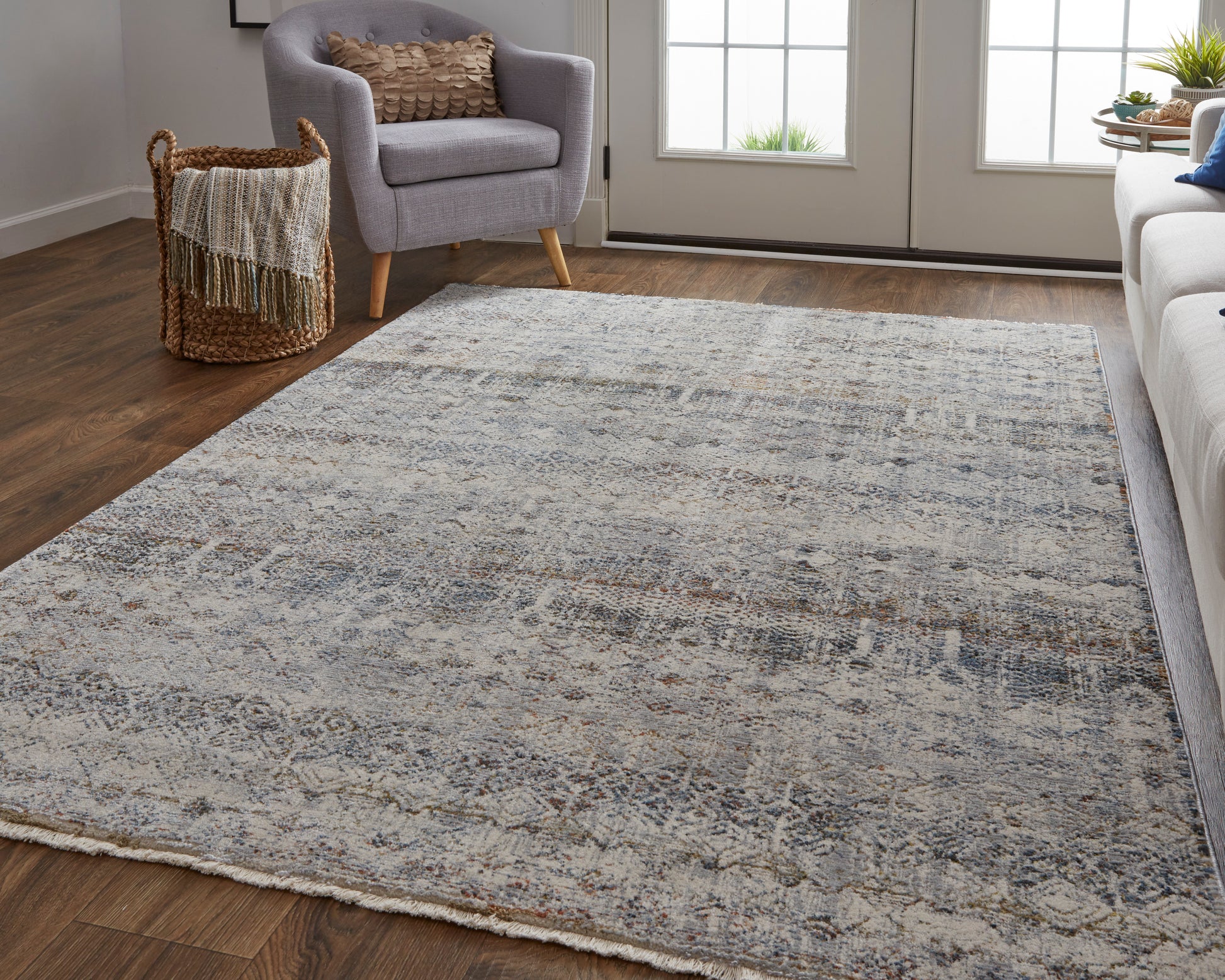 Feizy Kaia Kai39Glf Tan/Ivory/Blue Area Rug