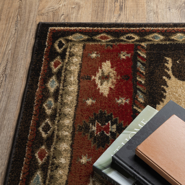 Oriental Weavers Sphinx Woodlands 1041C Black / Multi Rug - corner detail