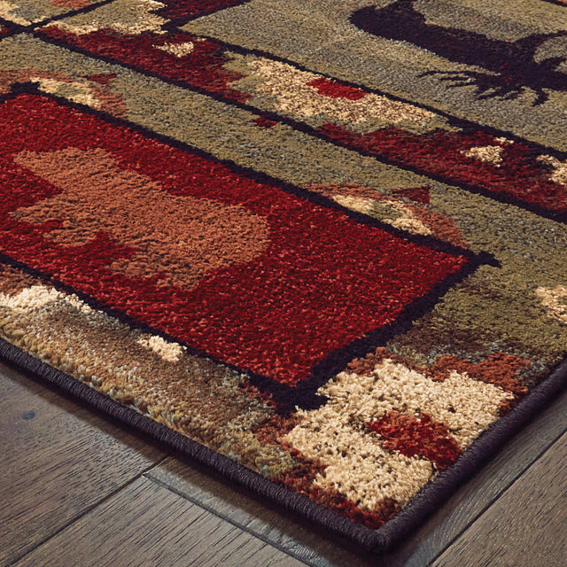 Oriental Weavers Sphinx Woodlands 9601D Brown / Rust Rug - corner detail
