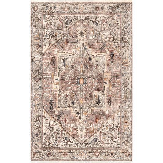 Nuloom Harriet Vintage Medallion Khmc04J Light Brown Area Rug