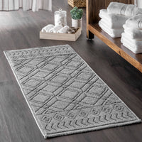 Nuloom Ethan Textured Trellis Psko05A Gray Area Rug