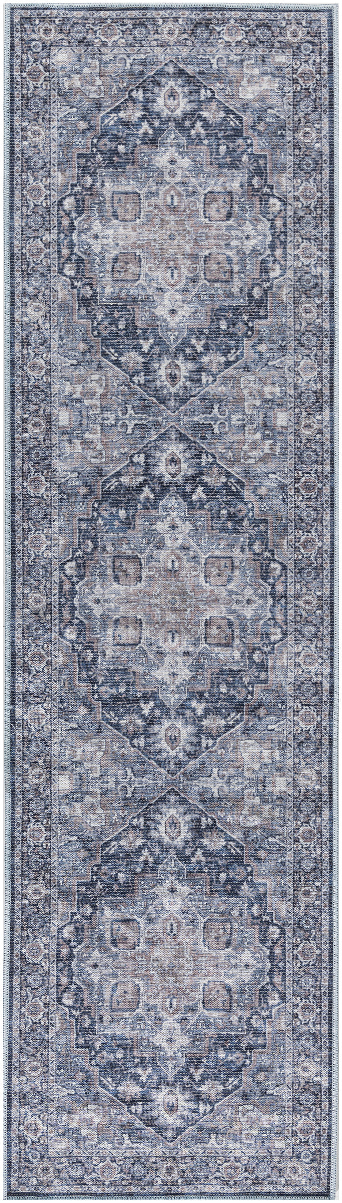 Nourison Machine Washable Series 1 X Nicole Curtis Sr101 Ivory Navy Area Rug