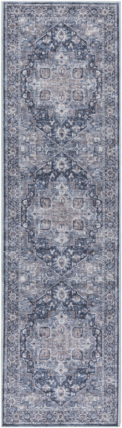 Nourison Machine Washable Series 1 X Nicole Curtis Sr101 Ivory Navy Area Rug