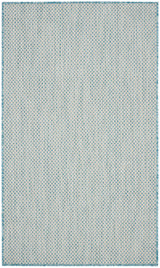 Nourison Courtyard COU01 Machine Made Ivory, Aqua Rug