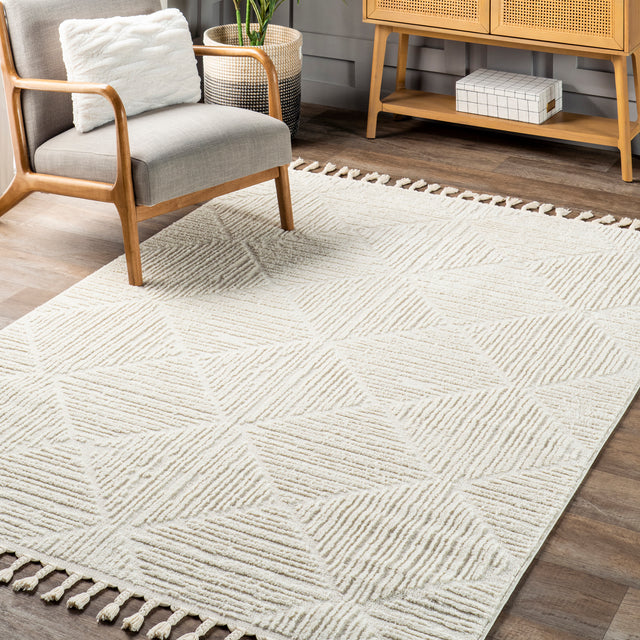 Nuloom Kerry Textured Geometric Oznn05A Ivory Area Rug