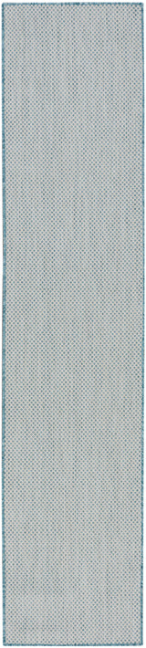 Nourison Courtyard COU01 Machine Made Ivory, Aqua Rug