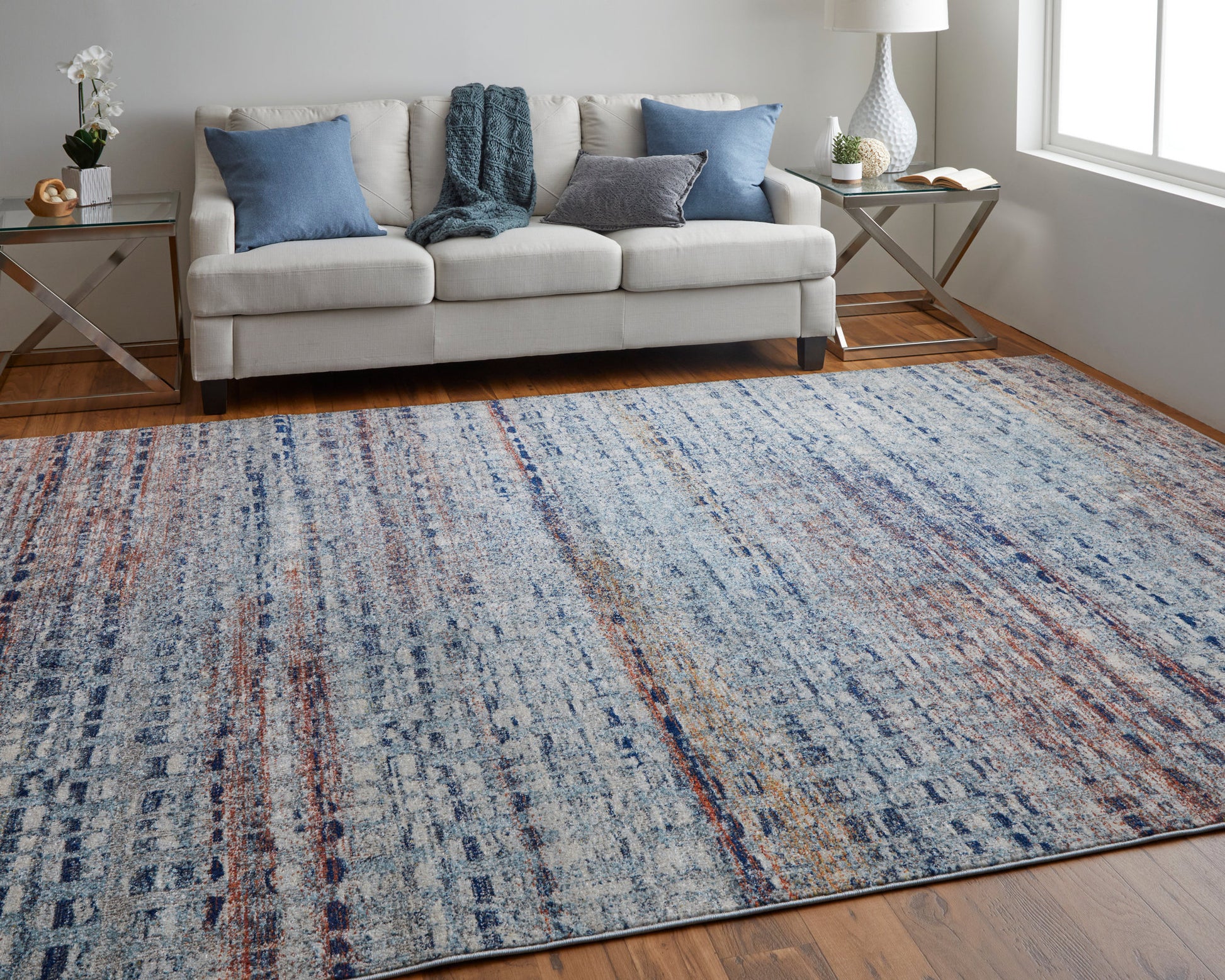 Feizy Edgemont Edg39Iuf Blue/Ivory/Orange Area Rug