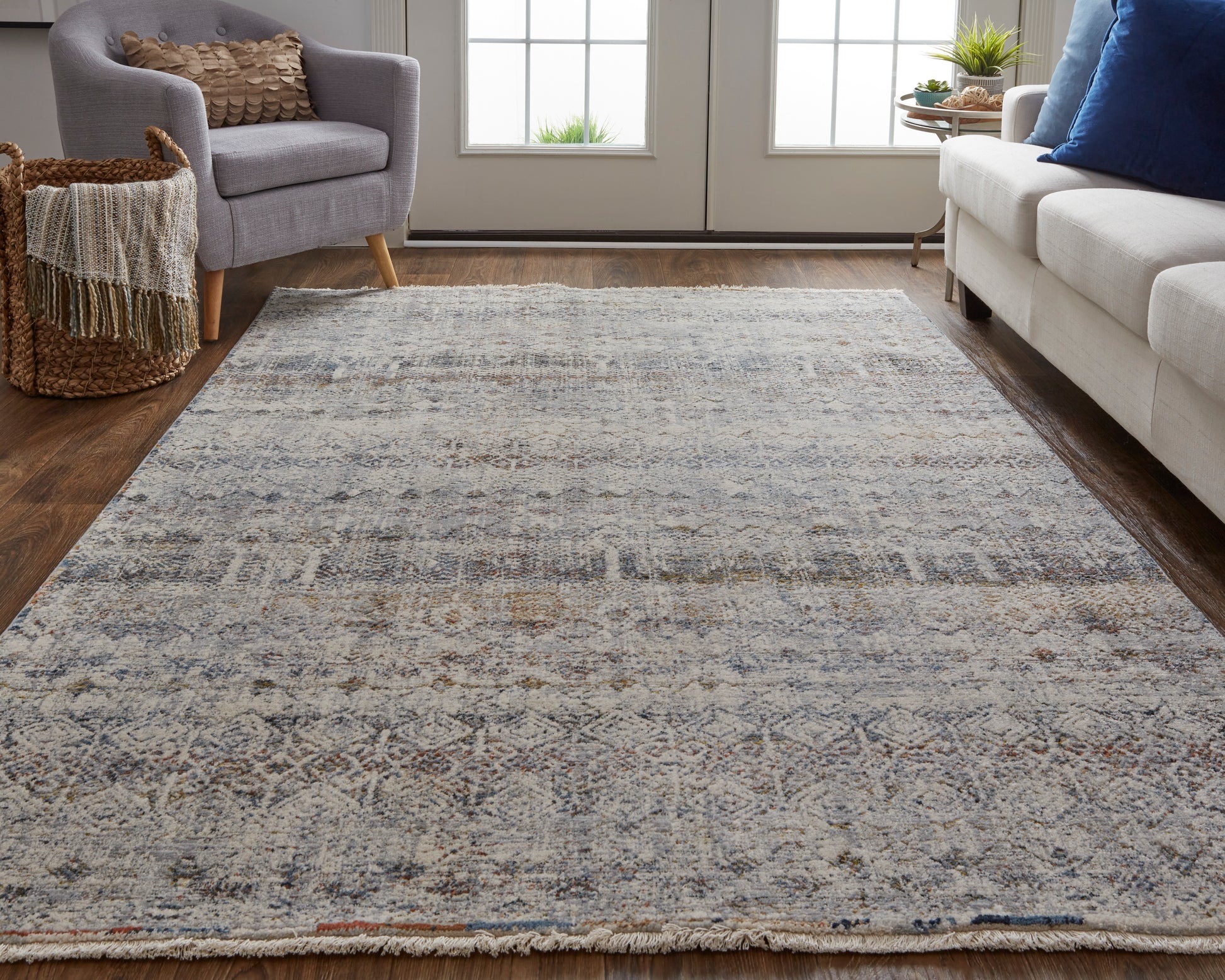 Feizy Kaia Kai39Glf Tan/Ivory/Blue Area Rug