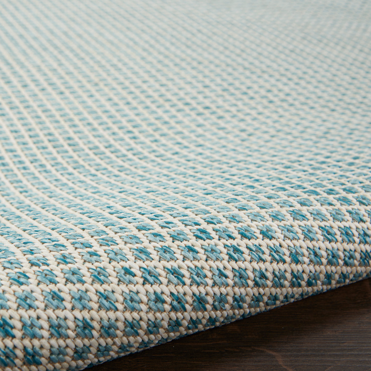 Nourison Courtyard COU01 Machine Made Ivory, Aqua Rug