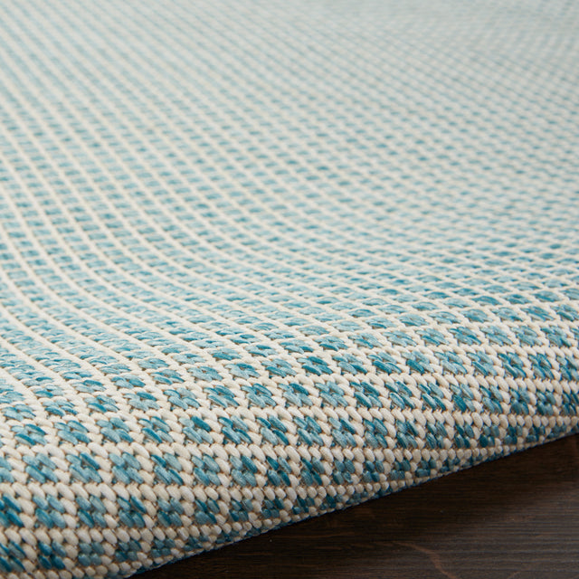 Nourison Courtyard COU01 Machine Made Ivory, Aqua Rug