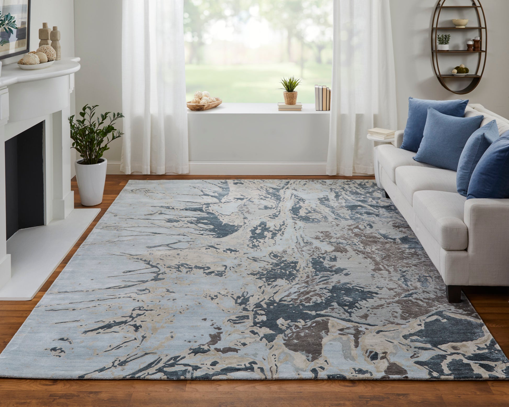 Feizy Zarah Zrh8918F Blue/Taupe/Green Area Rug