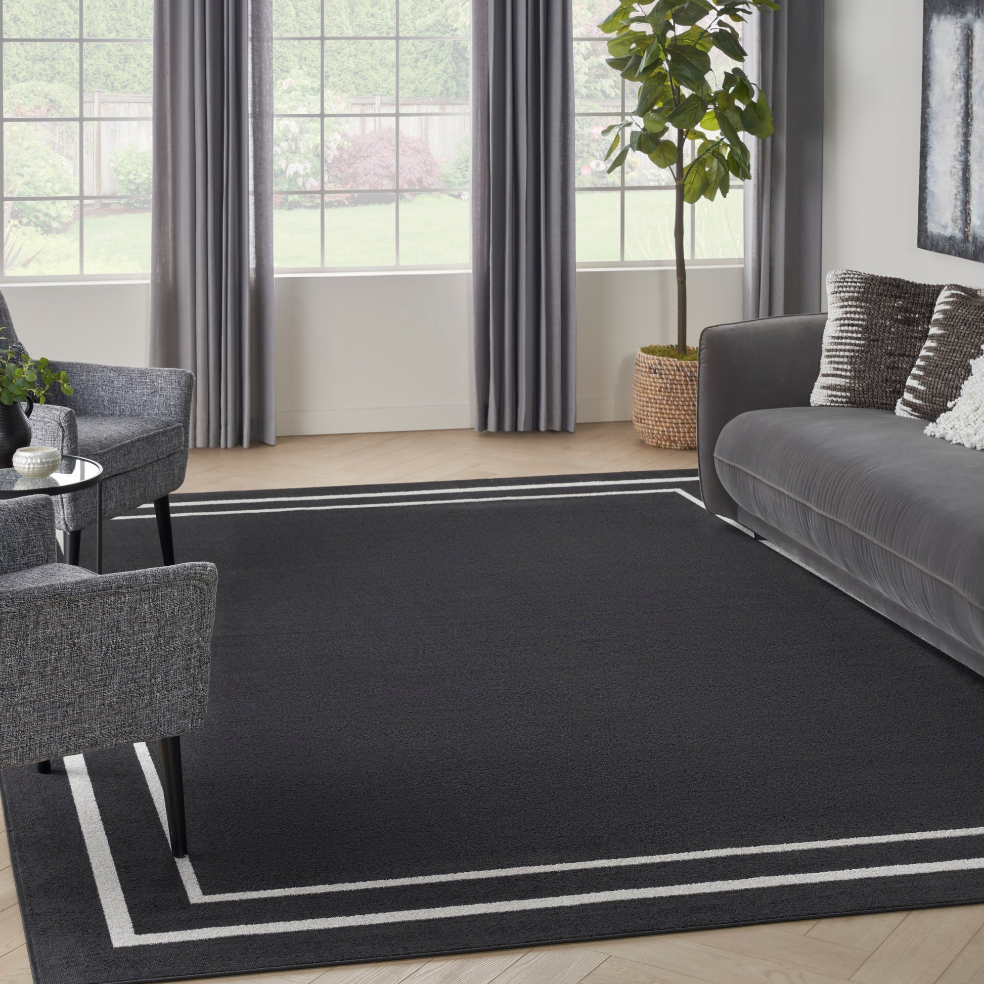 Nourison Nourison Essentials Nre02 Black Ivory Area Rug