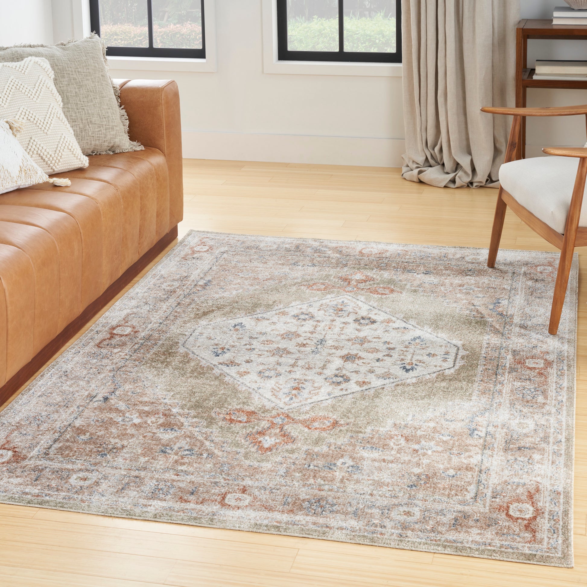 Nourison Astra Machine Washable Asw11 Sage Multi Area Rug