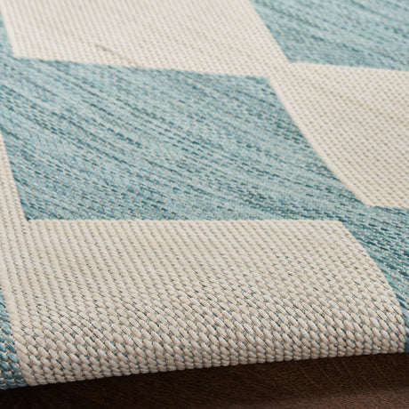 Nourison Positano POS04 Machine Made Aqua Rug